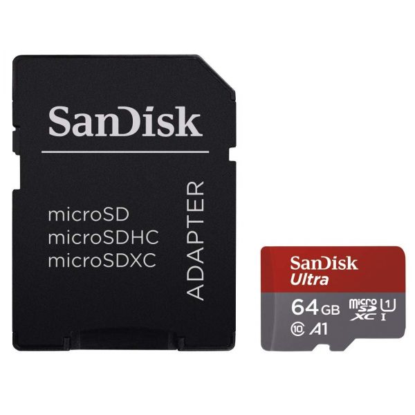 Sandisk Ultra 64GB Micro SDXC UHS-I Card with Adapter - 100MB/s U1 A1 - SDSQUAR-064G-GN6MA