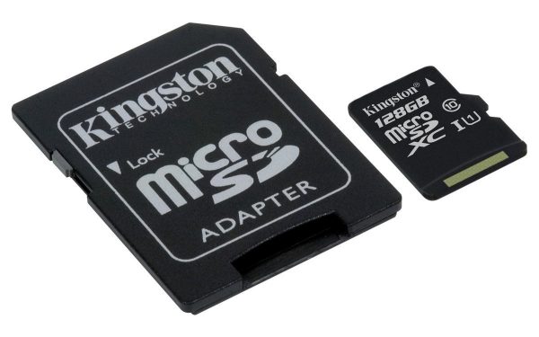 Kingston Canvas Select 128GB microSDHC Class 10 microSD Memory Card UHS-I 80MB/s R Flash Memory Card with Adapter (SDCS/128GB)