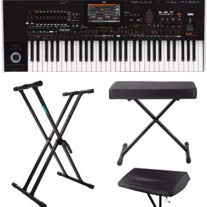 Korg PA4X 61-Key Professional Arranger Keyboard with Knox Bench, Stand and Dust Cover